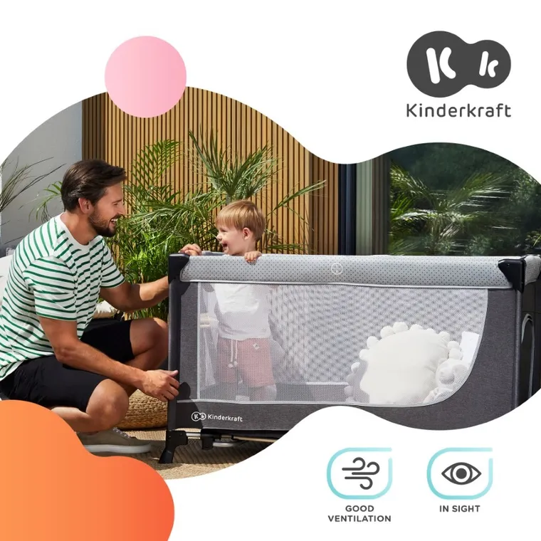 Kinderkraft, Leody, łóżeczko turystyczne, Grey