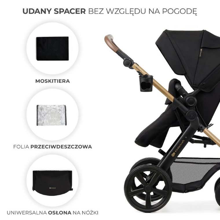 Kinderkraft, Moov 2, Eva Wheels, wózek wielofunkcyjny 4w1, Pure Black