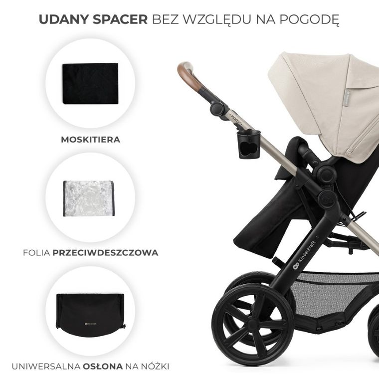 Kinderkraft, Moov 2, wózek wielofunkcyjny, 3w1, Moonlight Grey