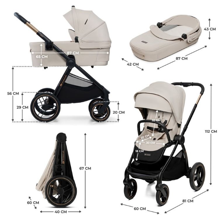 Kinderkraft, Nea 2, wózek wielofunkcyjny 2w1, Soft Beige