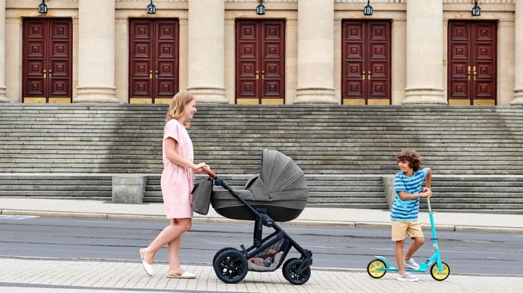 Kinderkraft, Prime, wózek wielofunkcyjny 3w1, szary