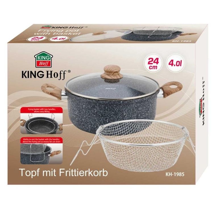Kinghoff, garnek marmurowy z koszem do smażenia, 4l, kh-1985
