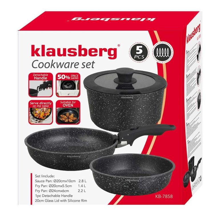 Klausberg, zestaw garnków marmurkowych, 5 elementów