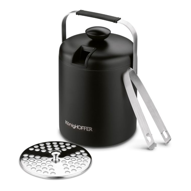 Könighoffer, Lugo, wiaderko do lodu ze szczypcami, czarny mat, 1,3l