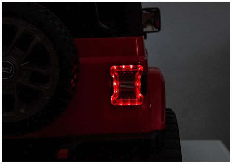 Lean Cars, Jeep Rubicon, pojazd na akumulator 4-4, DK-JWR556 4-200W 24V, czerwony