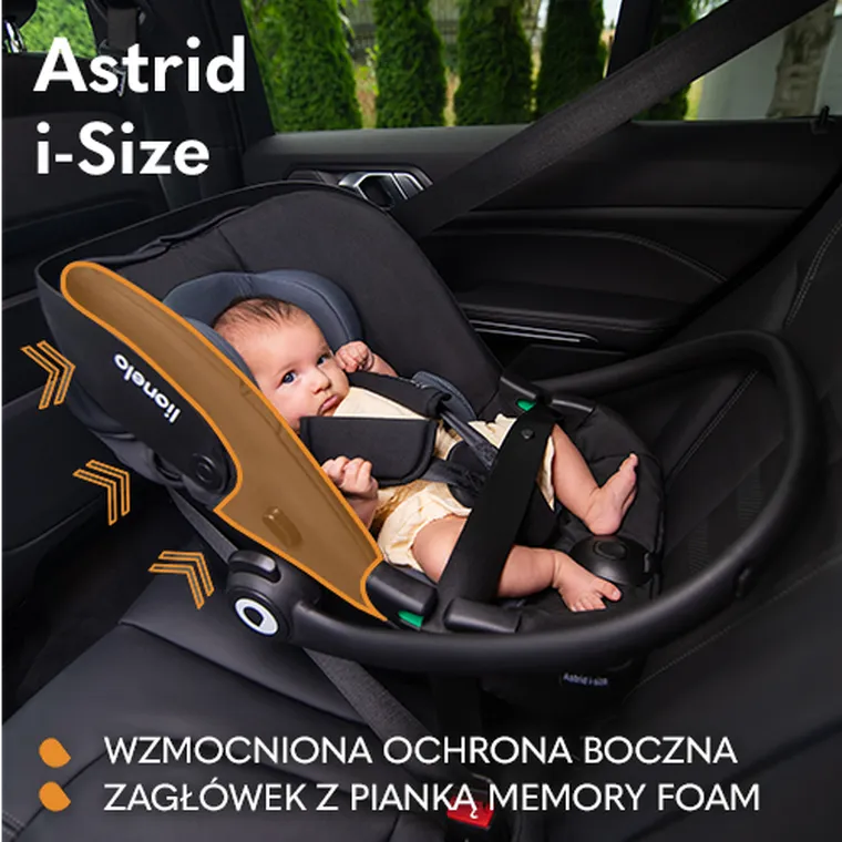Lionelo, Astrid, I-size, fotelik samochodowy, Black Grey, 40-87 cm