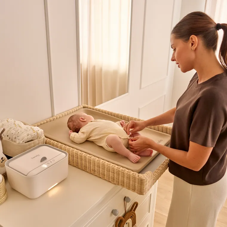 Lionelo, Megs, wielofunkcyjna mata do przewijania, beige sand