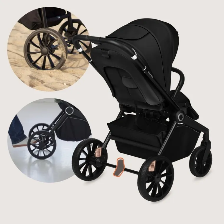 Lionelo, Mika Plus, wózek wielofunkcyjny 3w1, Black Onyx