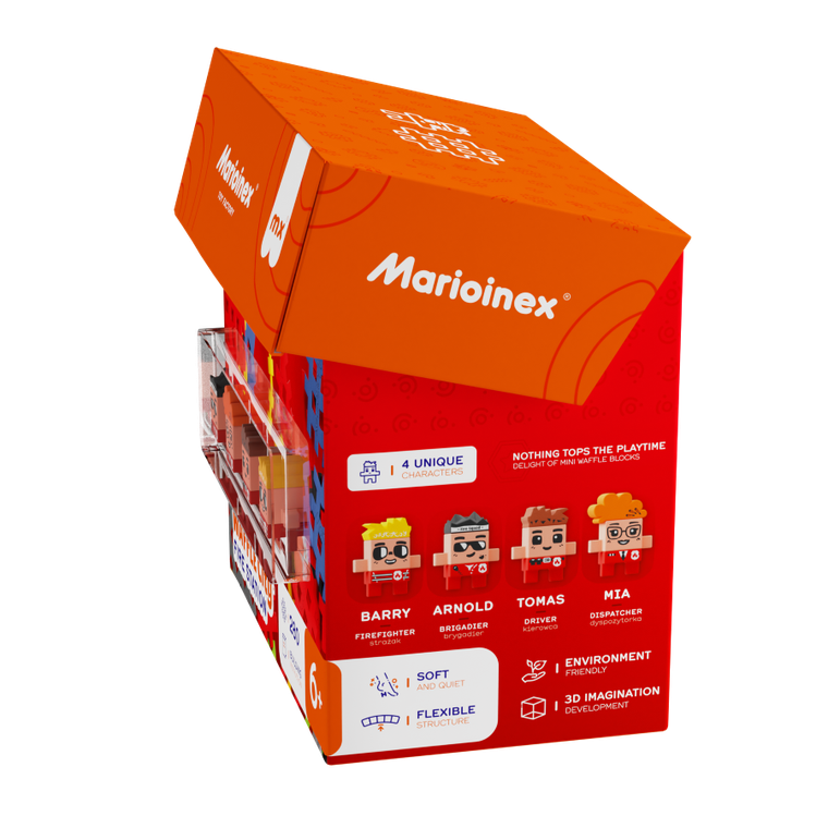 Marioinex, Mini Waffle, City, Remiza Strażacka, klocki konstrukcyjne, 280 elementów