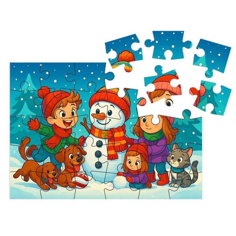 Milliwood, Wesoły Bałwanek, puzzle drewniane, 30 elementów