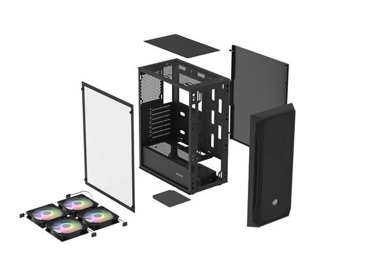 Natec, Fury Shobo SH4F RGB Midi Tower, obudowa komputerowa z oknem, czarna