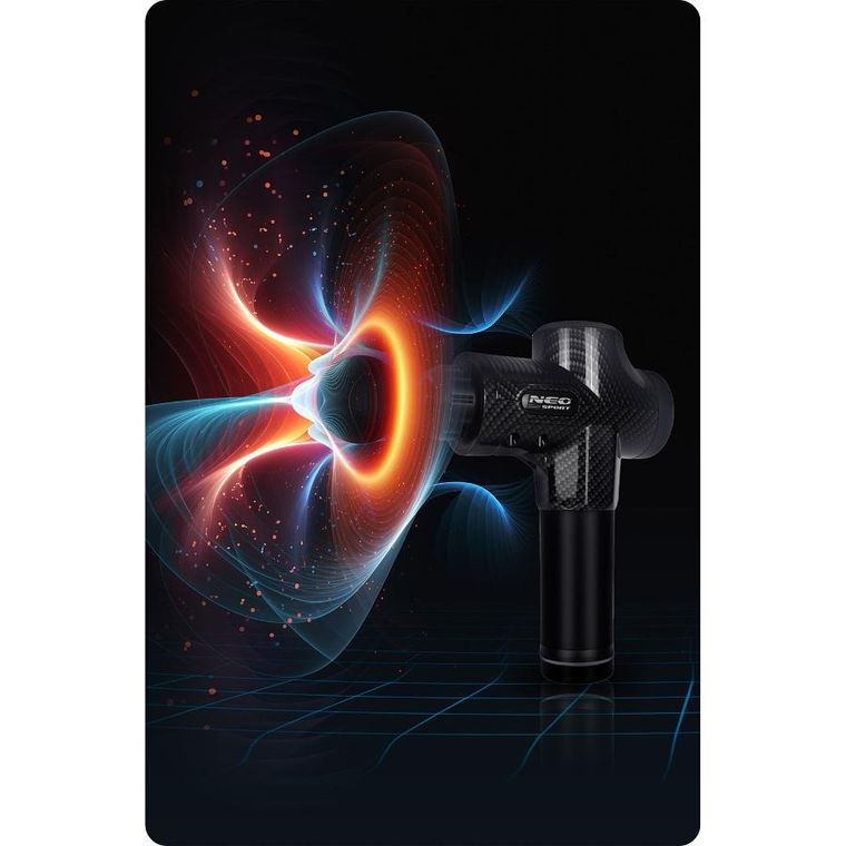 Neo-Sport, pistolet do masażu ciała, czarny, 9 nakładek, NS-503