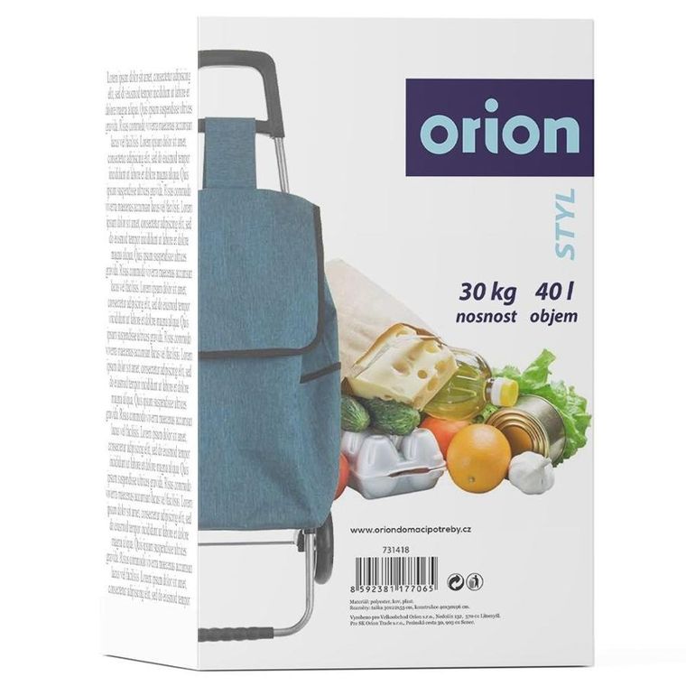 Orion, wózek zakupowy na kółkach, niebieski, 40 l, 30 kg