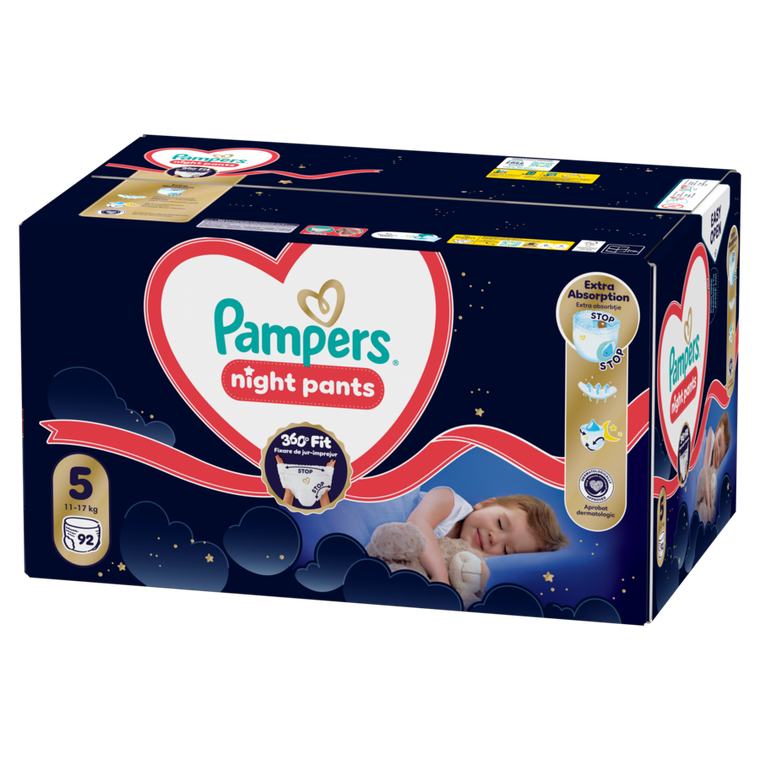 Pampers, Night, pieluchomajtki, rozmiar 5, 11-17kg, 92 szt.