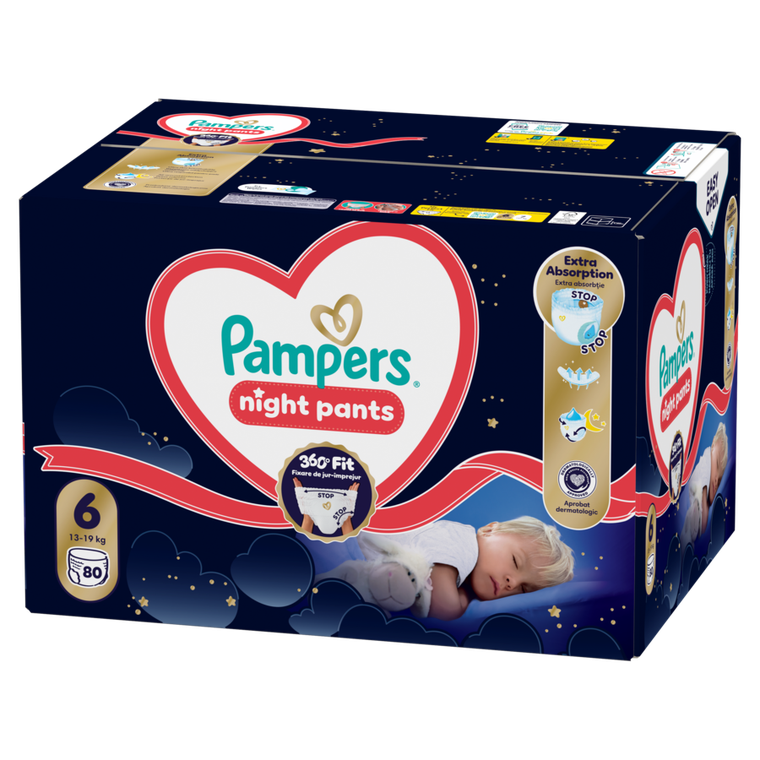 Pampers, Night, pieluchomajtki, rozmiar 6, 13-19kg, 80 szt.