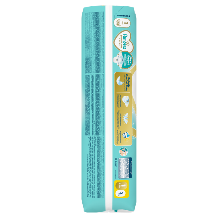 Pampers, Premium Care, pieluchy jednorazowe, rozmiar 1, 2-5kg, 50 szt.