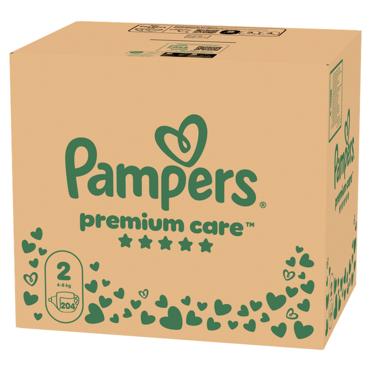 Pampers, Premium Care, pieluchy jednorazowe, rozmiar 2, 4-8kg, 204 szt.