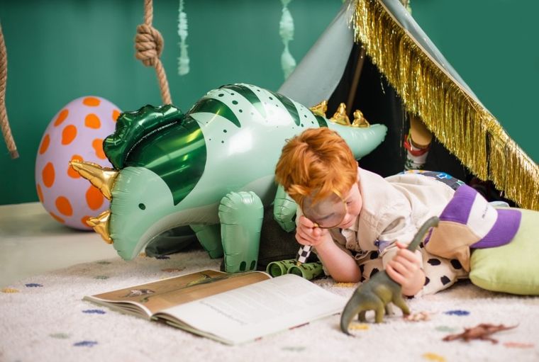 PartyDeco, balon foliowy, Triceratops zielony 101-60,5 cm