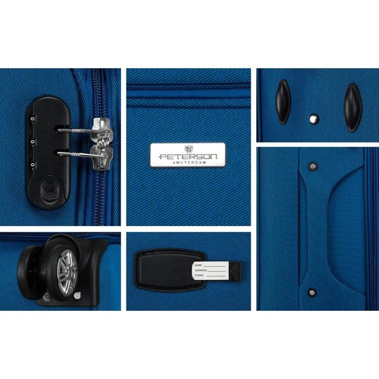 Peterson, lekka walizka, duża, niebiesko-czerwona, 78 cm