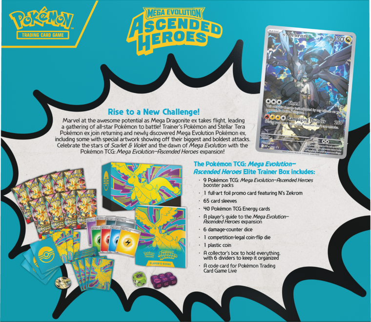 Pokemon TCG: Mega Evolution, Ascended Heroes, Elite Trainer Box, Dragonite, gra karciana