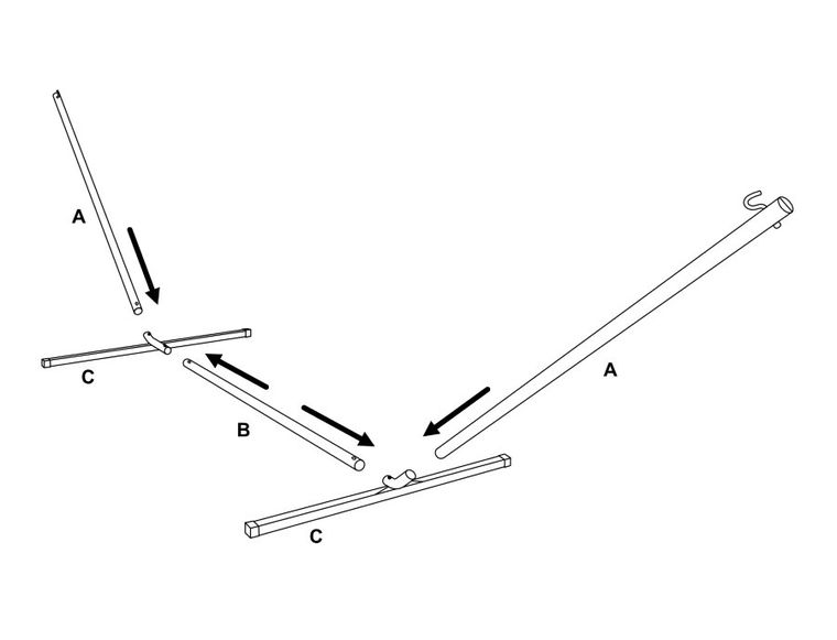 Royokamp, stelaż, stojak do hamaka, metalowy, 360-105-90 cm