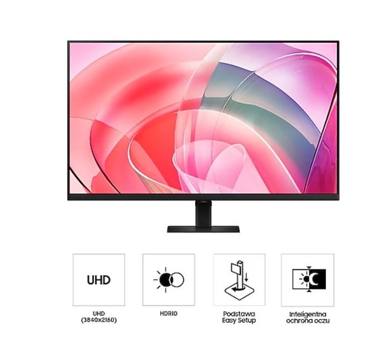 Samsung, monitor, 37", ViewFinity S70D VA 3840-2160 UHD, 16:9, 1xHDMI, 1xDP 5ms PinP/PbyP 60Hz, płaski, 2Yd2d, LS37D700EAUXEN
