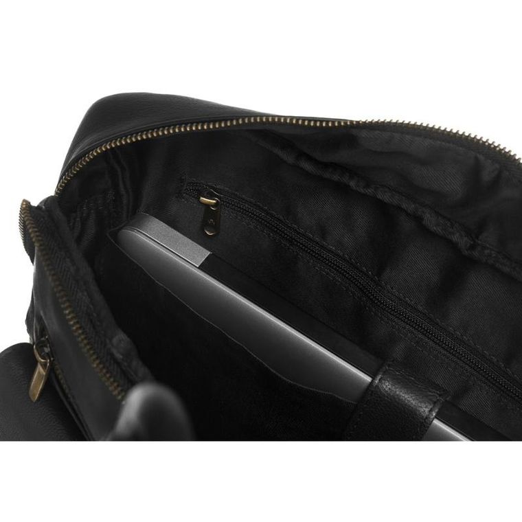 Torba na laptopa, czarna, skórzana, 13,3", Peterson