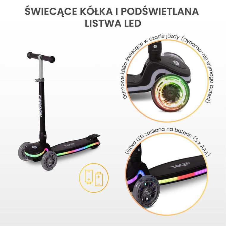 Toyz, Carbon, hulajnoga 3-kołowa, light blue