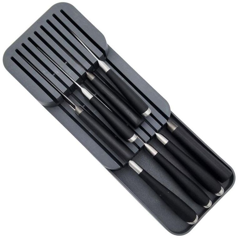 Vilde, organizer do szuflady na noże kuchenne, szary, 39-14.5-7.5 cm