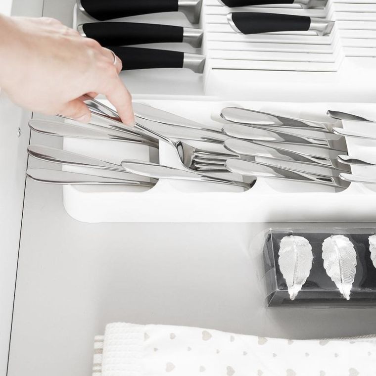 Vilde, organizer do szuflady na sztućce, biały, 39-11.5-5.5 cm