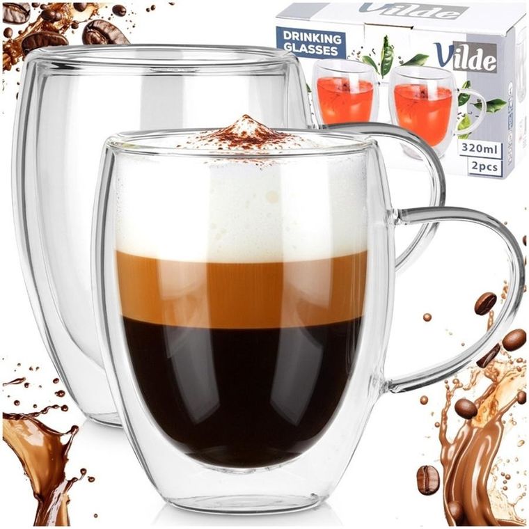 Vilde, szklanki termiczne z podwójną ścianką, do kawy i herbaty, 320 ml, 2 szt.