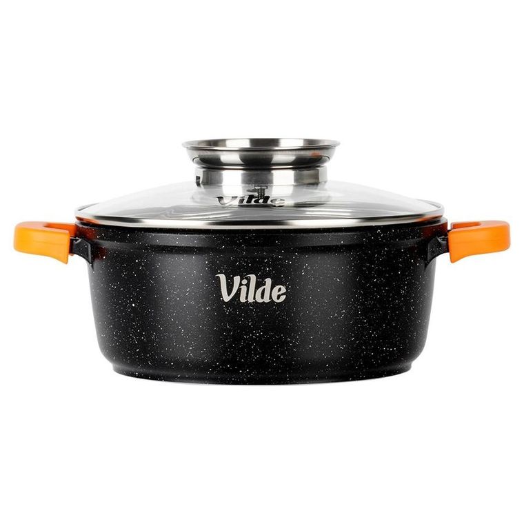 Vilde, Terruna Aroma, garnek ze szklaną pokrywką, granitowy, 20 cm, 2,1l