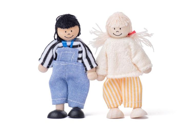 Woodyland, drewniany domek dla lalek z akcesoriami, 2-piętrowy