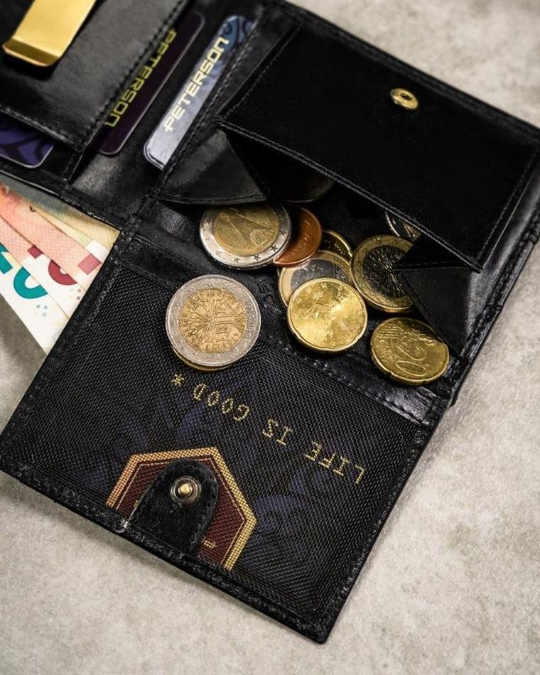 Zestaw: Portfel, Etui na karty, Brelok, czarny, skórzany, RFID, Peterson