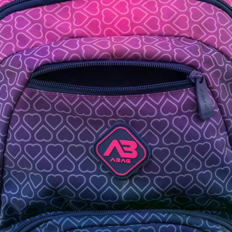 Abag, plecak szkolny, 3-komorowy, hexagon pink ombre