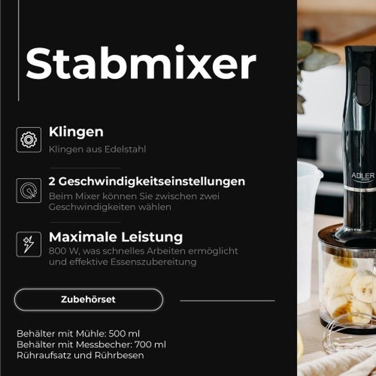 Adler, blender ręczny z miarką