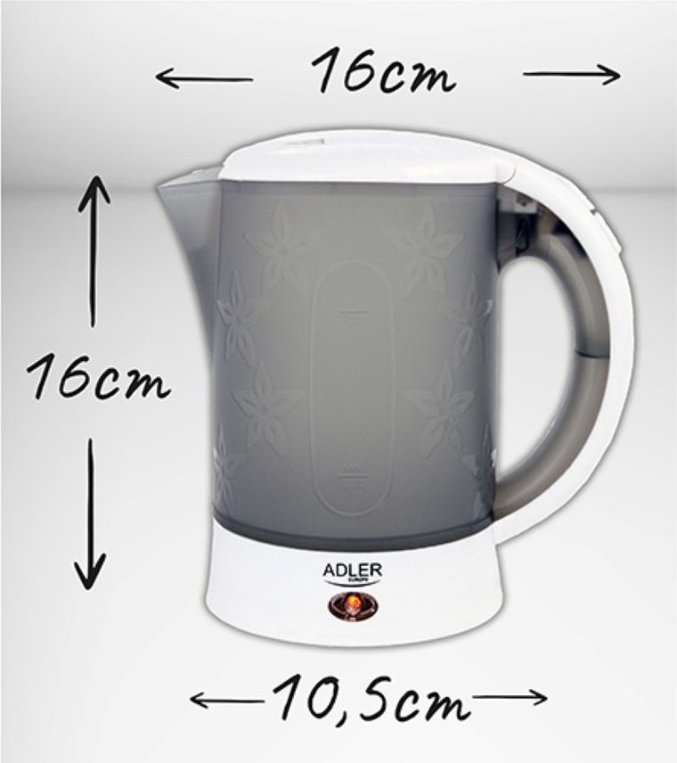 Adler, czajnik elektryczny, plastikowy, 0,6 l, 600W, AD 1268