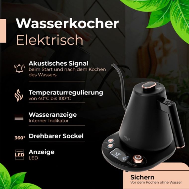 Adler, czajnik elektryczny z długą wylewką, 1,0l