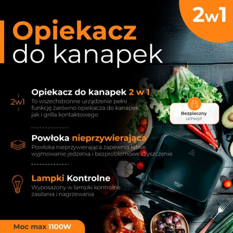 Adler, opiekacz do kanapek 2w1