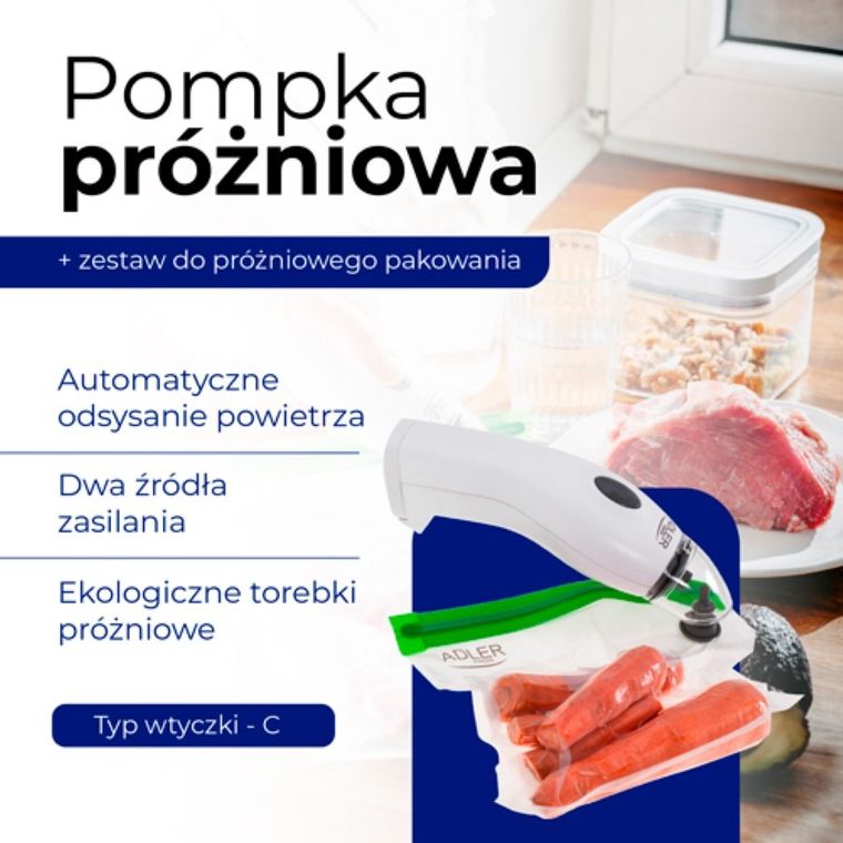 Adler, pompka próżniowa + zestaw do próżniowego pakowania