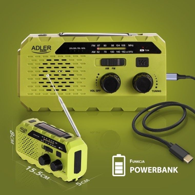 Adler, radio solarne z korbką ręczną