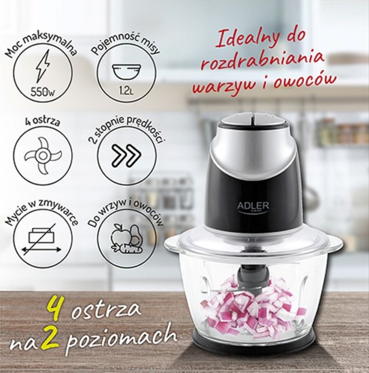 Adler, rozdrabniacz ze szklaną misą, AD 4082