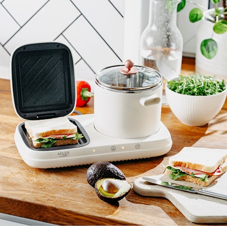 Adler, stacja śniadaniowa 2w1, grill i garnek do gotowania