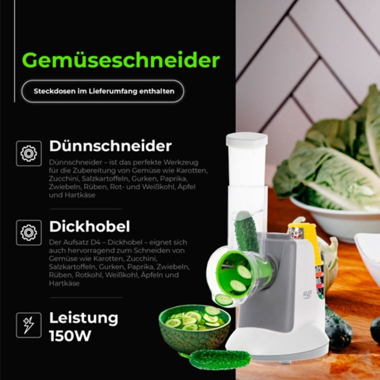 Adler, szatkownica do warzyw z 5 nasadkami