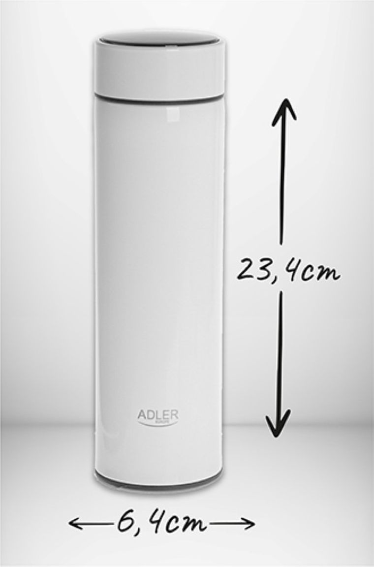 Adler, termos LED, biały, 473 ml