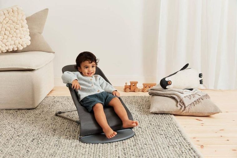 BabyBjörn, Bliss Woven, leżaczek bujaczek, antracytowy + zabawka do leżaczka, Balance, Googly Eyes