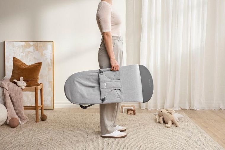 BabyBjörn, Bliss Woven, leżaczek, jasny szary, melanż