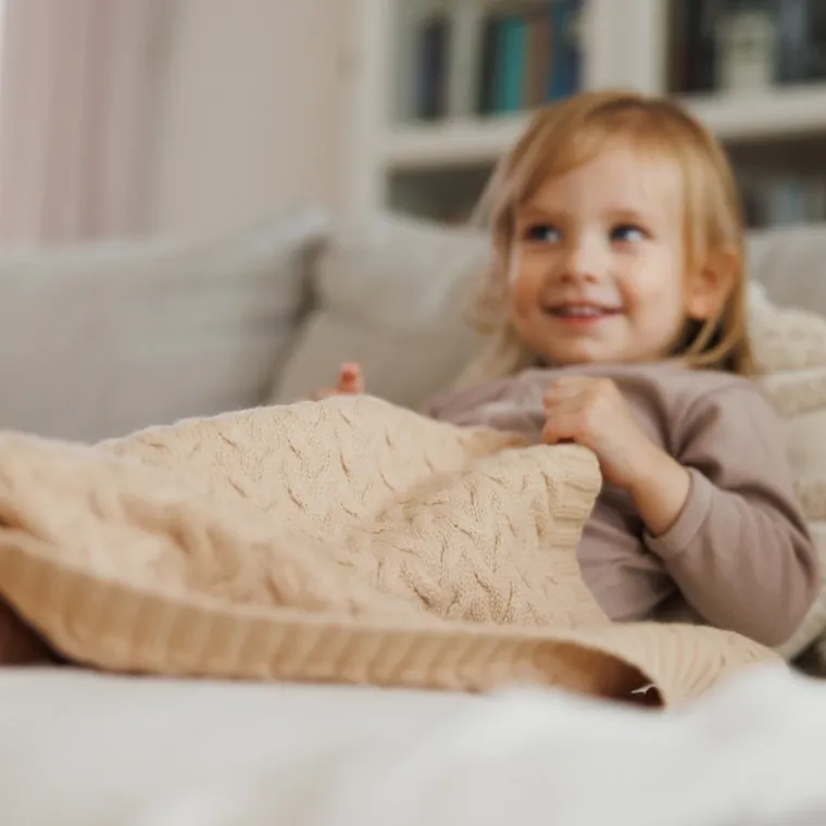 BabyOno, kocyk z wełny merino, ciemny beż