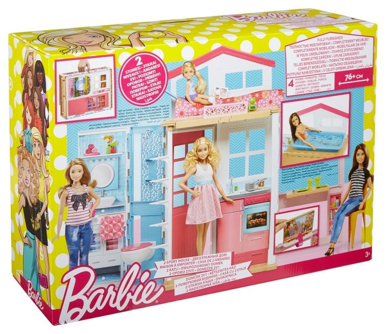 Barbie, 2-poziomowy domek Barbie, zestaw bez lalki