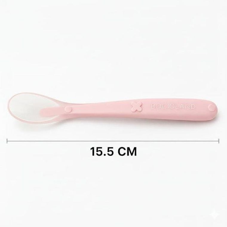 Bocioland, łyżeczka silikonowa, różowa